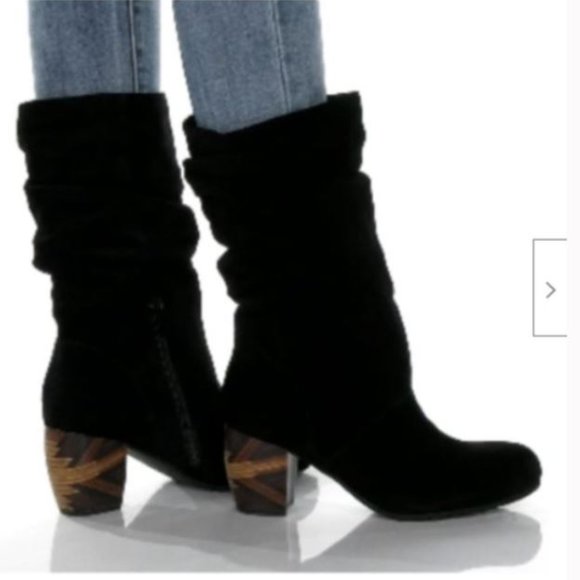 L'Amour Des Pieds Rouched Leather Mid Calf Boots Best Xmas Gift Box Sz 6, 6.5, 7 - Picture 3 of 8